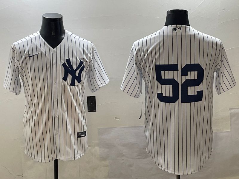 Men New York Yankees #52 No Name White Stripe Game 2025 Nike MLB Jersey style 5->new york yankees->MLB Jersey